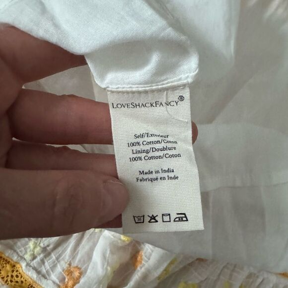 NWT LoveShackFancy Jennings Mini Skirt in Antique White Yellow XS Cover Up $295 - Picture 12 of 13